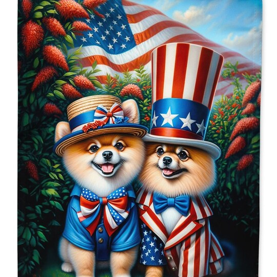 Edge Collections - 11.25" X 15.50" - Multicolor - All American Pomeranian Decorative Banner - 1 Piece